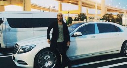 Not his usual ride: Lewis Hamilton gets the Mercedes-Maybach