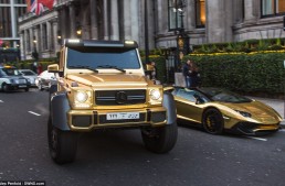 Flashy fleet – Saudi sheikh shows off golden Mercedes G63 AMG 6×6 in London