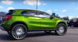 Apple green Mercedes-Benz GLA gets 26-inch Forgiato wheels for the hip hop videos