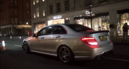 Madly loud Mercedes C63 AMG sets off stores alarms in central London