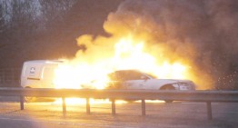 Miracle escape after a Mercedes and an Audi blow up in flames on the highway