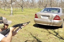 Man fires a rifle into a W220 Mercedes-Benz S-Class to see how bulletproof it is