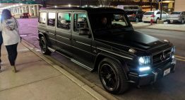 Elongated G-Class marches through the streets in Eastern Europe