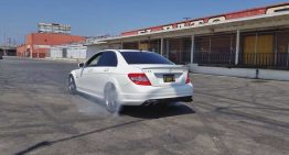 9-year old kid does burnouts with his dad’s Mercedes-AMG C 63