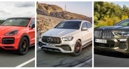 Static comparison: the new Mercedes-Benz GLE Coupe vs Porsche Cayenne Coupe, BMW X6