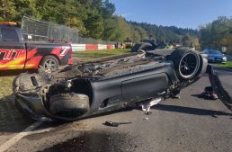 Mercedes-AMG GT R rolls over seven times at the Nurburgring racetrack