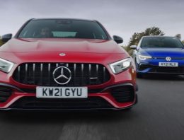 Mercedes-AMG A45 S fights the Volkswagen Golf R in a drift war