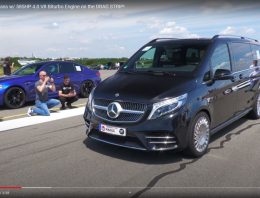 Mercedes V-Class with AMG 4.0 liter V8 twin-turbo with 585 HP in drag race