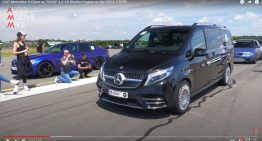 Mercedes V-Class with AMG 4.0 liter V8 twin-turbo with 585 HP in drag race