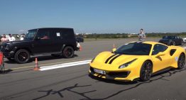 Mercedes-AMG G 63 versus Ferrari 488 Pista. The drag race that does not make any sense at all