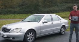 Old Mercedes-Benz S-Class with Tesla Model S-inspired yoke