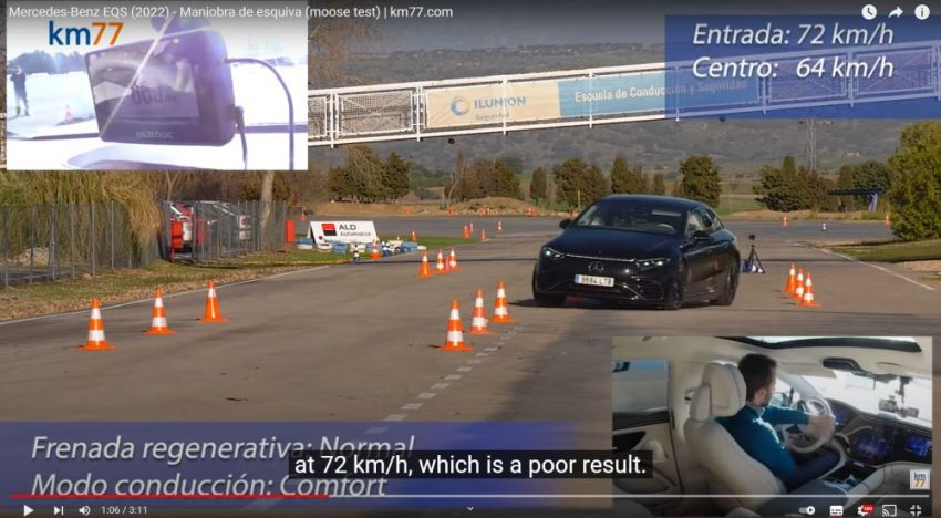 Relatively low speed in Elch test for the Mercedes EQS (video)