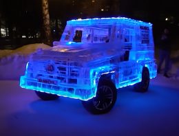 Ice, Ice, Baby! Mercedes-Benz G-Class Made of Ice Drives and Sounds Like a Real Car