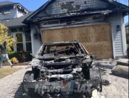 A loaner Mercedes EQE 350+ caught fire in the garage of a Florida mansion even though it wasn’t on charge